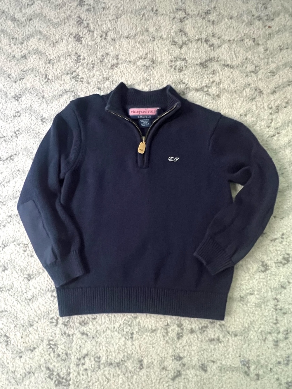 Vineyard Vines Toddler Boy Quarter Zip Sweater Navy Blue Cotton Sweater